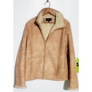 Braeton Mens Tan Sherpa Lined Jacket Size Medium Southwestern Wedding Minimalist